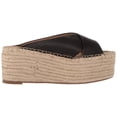 thumbnail image 3 of Pour La Victoire Rica Espadrille Wedge Black Leather Platform Retrop Sandals (11), 3 of 7