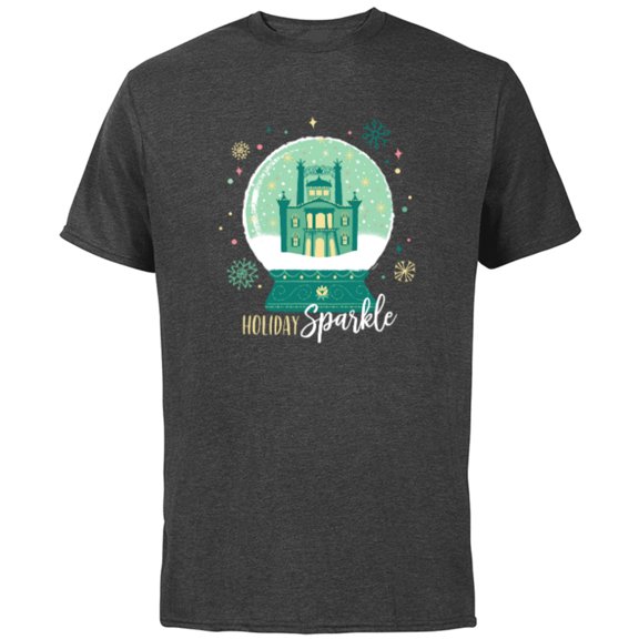 Disney Princess Tiana’s Palace Snow Globe Holiday Sparkle - Short Sleeve Cotton T-Shirt for Adults - Customized-Charcoal