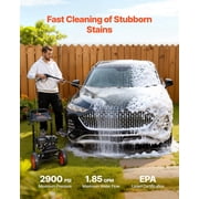 Upgraded Gas Pressure Washer 2900 PSI 1.85 GPM with Aluminum Pump Spray Gun Wand 4 Nozzles for Cars Fences Driveways Patios Homes