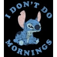thumbnail image 2 of Girl's Lilo & Stitch I Don't Do Mornings Stitch Distressed Graphic Cropped T-Shirt Black Large, 2 of 3
