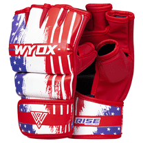 WYOX MMA Gloves, Fingerless Grappling Gloves with Padding & Wrist Support, Durable Muay Thai Training Gloves
