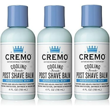 Cremo Cooling Post Shave Balm to Sooth, Cool and Protect Skin From Shaving Irritation, Dryness and Razor Burn, 4 Ounce (Pack of 3)