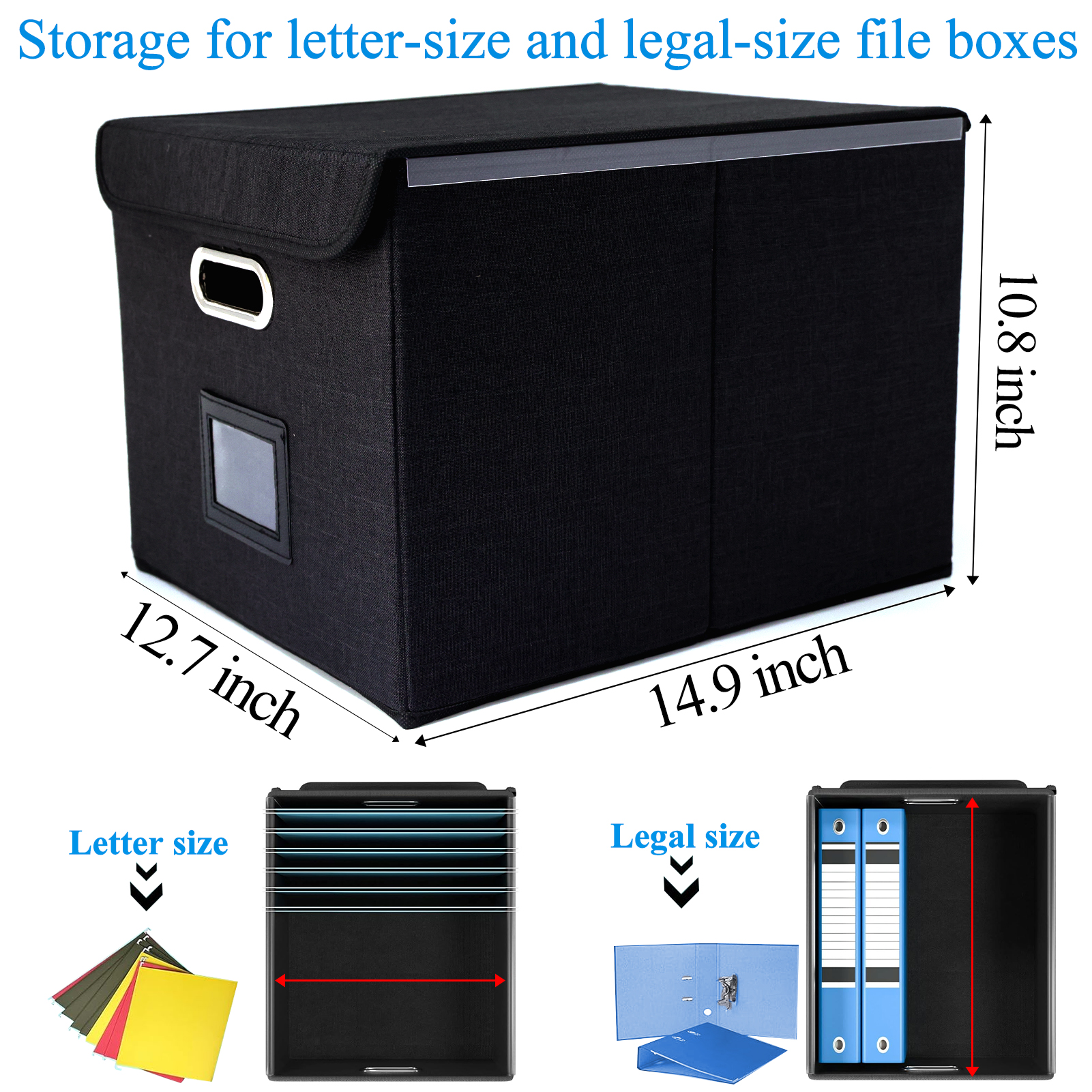 LANNEY Portable File Organizer Box with Lid and Slides photo 2