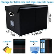 LANNEY File Organizer Box with Lid and Slides, Portable Folders Freestanding Document Organizer Hanging Legal Size Paper Files