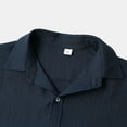thumbnail image 6 of Mens T-shirts Mens Summer Summer Casual Lapel Solid Color Short Sleeved Button Linen Shirt Clothing Loose Fit Men Short Sleeve Yoga Shirt T Men Long Tees Sleeve Extra Long Navy XL, 6 of 9