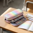 thumbnail image 4 of Double Opening Pencil Case Large Capacity, Holographic Rainbow Multi Layer Pen Bag with 3 Compartments & Slots, Expandable Oxford Cloth Stationery Organizer for Students School Office, 4 of 7