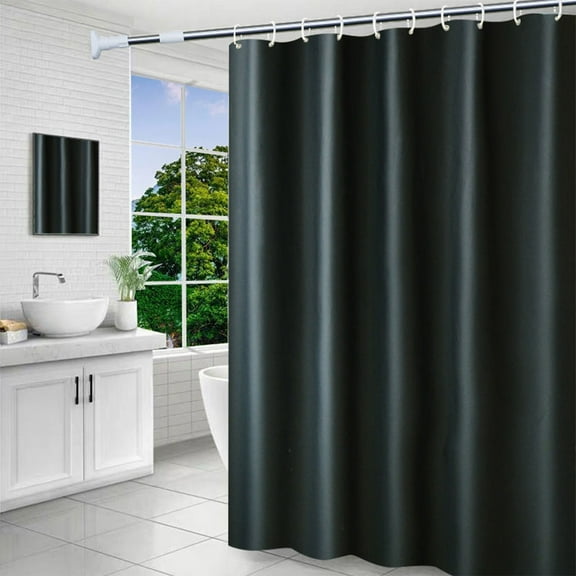 Cinvoph 31"x71" Plain Color Shower Liner Curtain - Waterproof Thickened Shower Curtain, Simple Solid Style Curtain Decor for Bathroom with 6 Hooks, Black