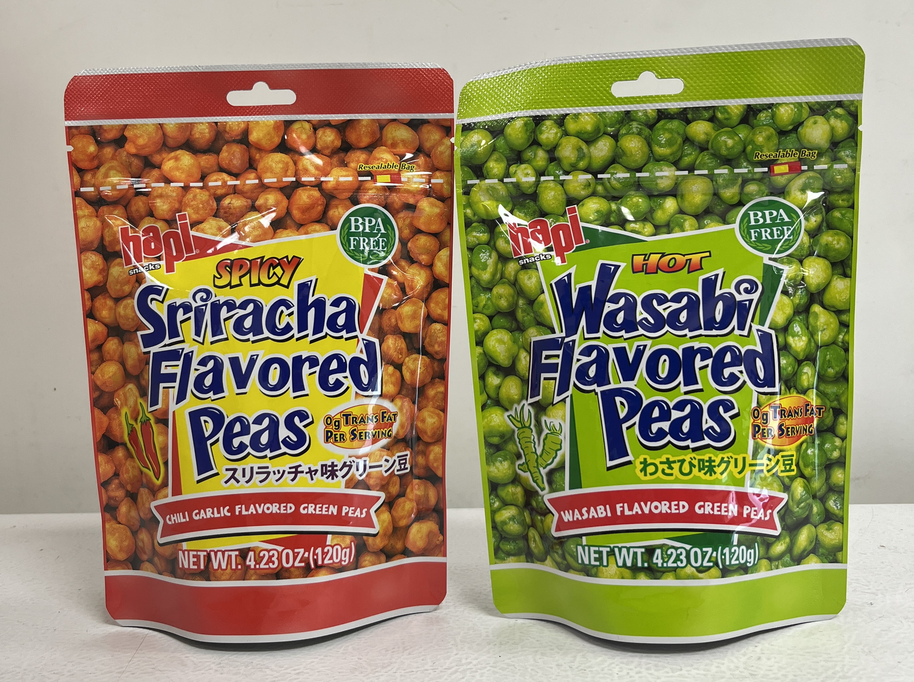 Hapi Peas Dual Pack 4.23 oz each 1 pack of Wasabi & 1 pack of