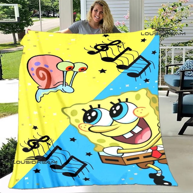 Mantas con estampado de dibujos animados de bob Esponja para mantener el calor, suave y cómodo, manta de cama de viaje para el hogar, forros de cama, regalo de cumpleaños