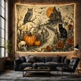 thumbnail image 6 of Cats Hand Drawn with Textured Parchment Story Mansion, Playful Gothic for Cat Lovers, Cat Wall Art, Halloween Gift, Tapestry Wall Hanging for Bedroom, Living Room and Dorm, 6 of 7