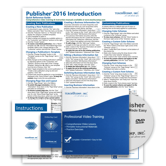 Learn Publisher 2016 Deluxe Training Tutorial- Video Lessons, PDF Instruction Manual, Quick Reference Software Guide for Windows by TeachUcomp, Inc.