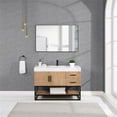 thumbnail image 2 of Bianco 48" Wood Vanity in Light Brown with White Composite Stone Top and Mirror, 2 of 13