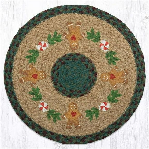 Capitol Importing 57-508GM 15 x 15 in. PM-RP-508 Gingerbread Man Printed Round Placemat, Green