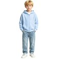 thumbnail image 6 of WhouRiu Boys Casual Zip Up Hoodies Solid Color Knit Ribbed Long Sleeve Hooded Sweatshirt With Pockets Kids Autumn Cozy Cute Sweatshirts,13-14 Years, 6 of 6