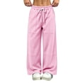 thumbnail image 2 of Puntoco Wide Leg Sweatpants Women Baggy Lounge Casual Pajama Pants Teen Girl Jogger Sweat Pants with Pockets Pink, 2 of 8