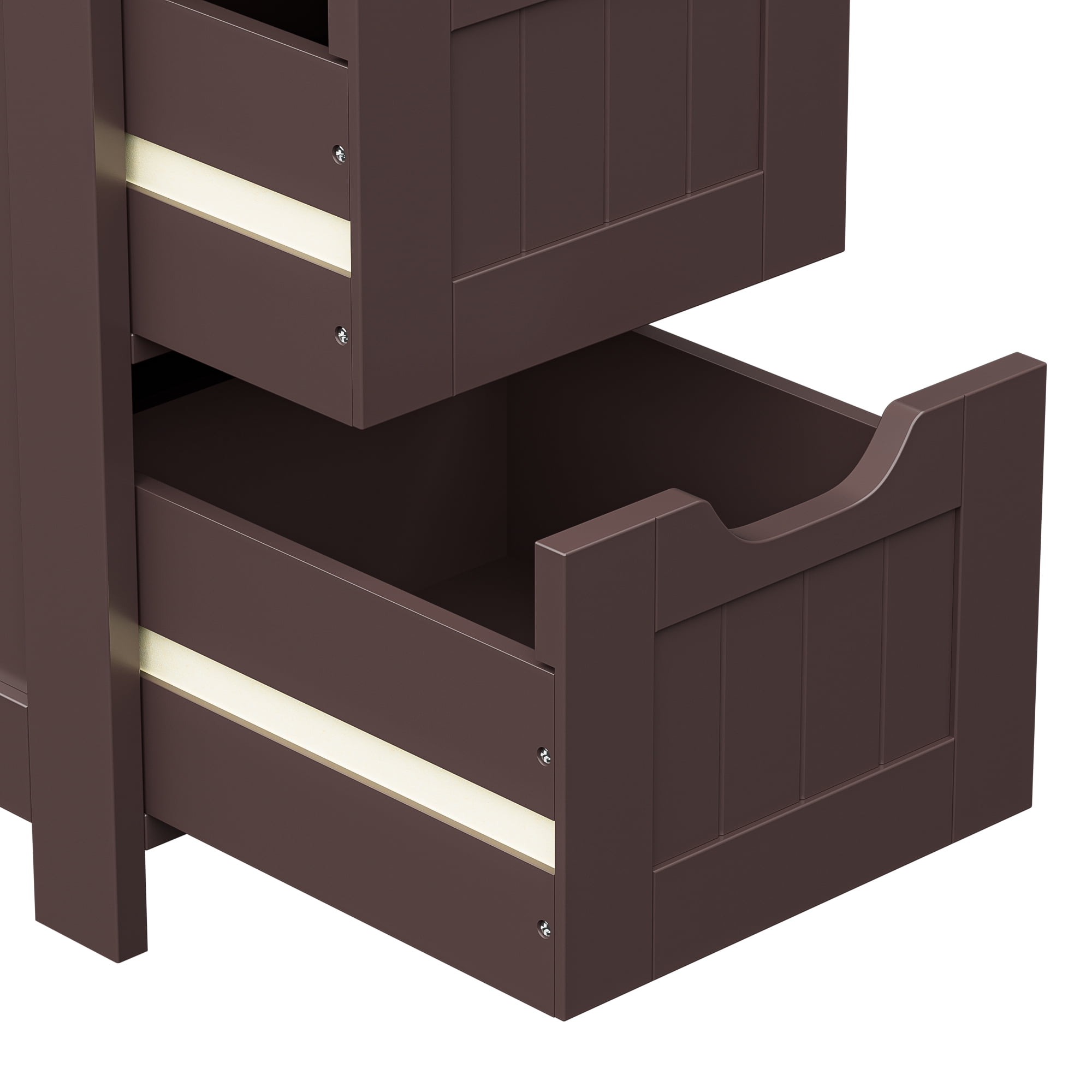 SuperDeal 4-Drawer Bathroom Storage Cabinet – Freestanding Wood Organizer Waterproof Small Side Cabinet for Home Living Room, Coffee Brown