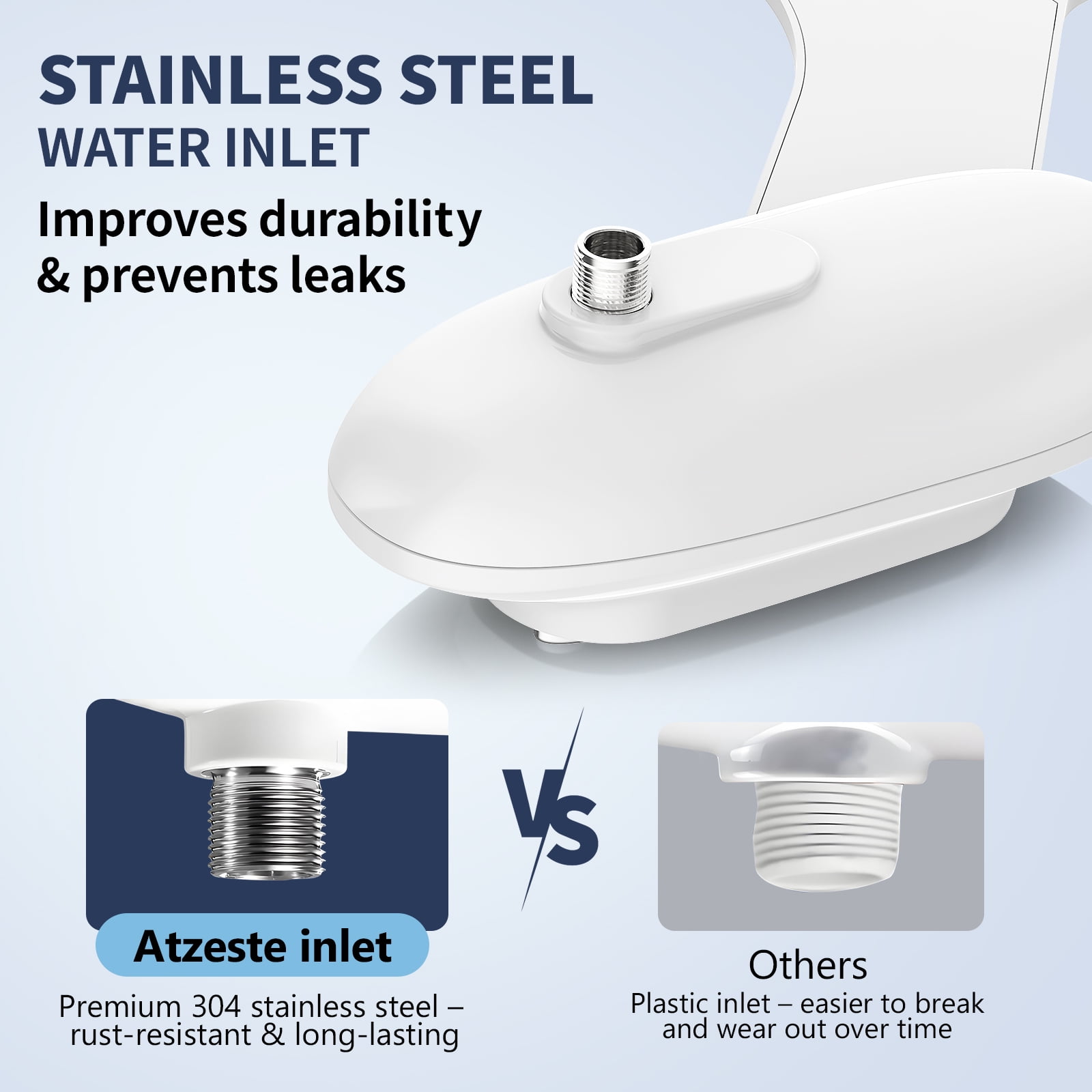 Atzeste Ultra-Slim Bidet, Dual Nozzle Self-Cleaning, Non-Electric Bidet for Toilet Seat Attachment, Adjustable Water Pressure, Rear Feminine Wash Fresh Water Sprayer, Stainless Steel Inlet Badays
