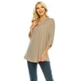 thumbnail image 4 of Haute Edition Women's Pattern and Solid 3/4 Roll Tab Sleeve Tunic Blouse Top, 4 of 5