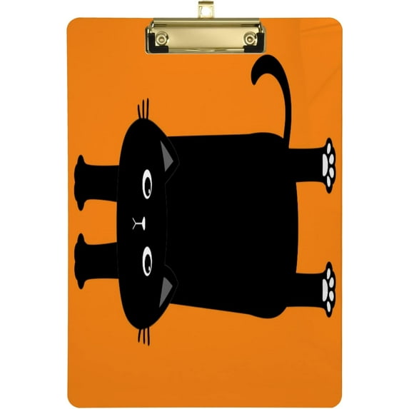 FMSHPON Happy Black Cat Clipboard Hardboard Wood Nursing Clip Board and Pull for Standard A4 Letter 13x9 inches