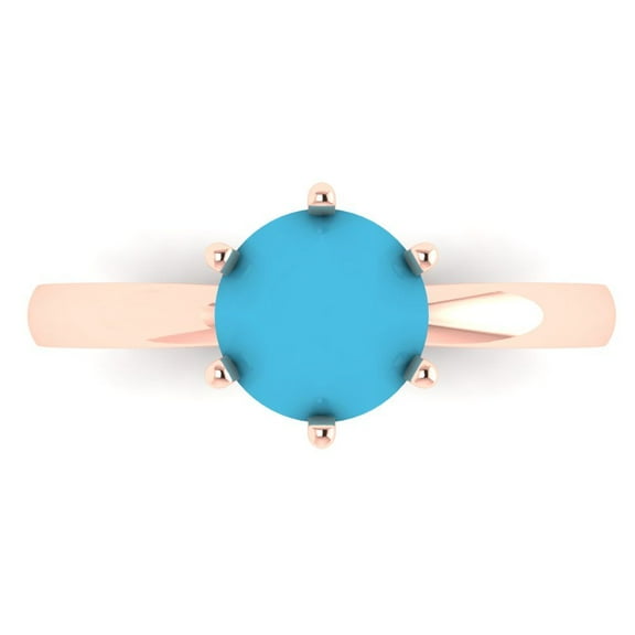 Clara Pucci 14K Rose Gold 1.5ct Turquoise Solitaire Ring for Women