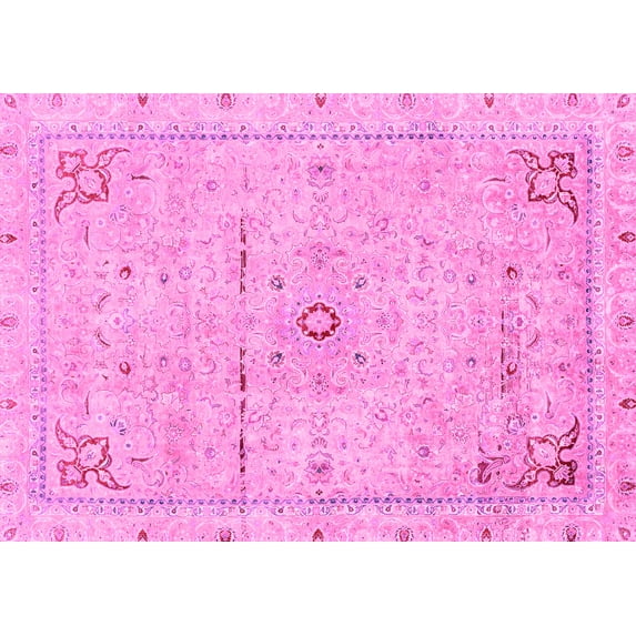 Ahgly Company Indoor Rectangle Abstract Pink Modern Area Rugs, 5' x 7'