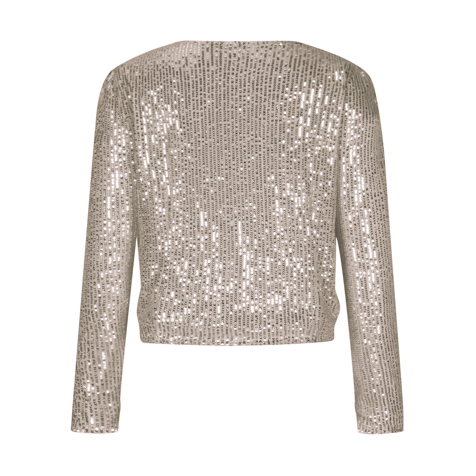 jsaierl Women Sequin Jacket Cropped Long Sleeve Sparkly Shrug Clubwear Glitter Open Front Short Jackets