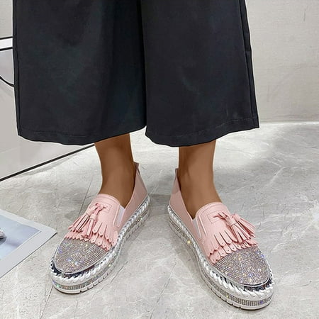 Xysaqa Black Flats for Women  Work Shoes Women Casual Fashion Rhinestone Flat Sole Single Shoes Women s one-Footed Shoes Casual Shoes Womens Flats Savings!