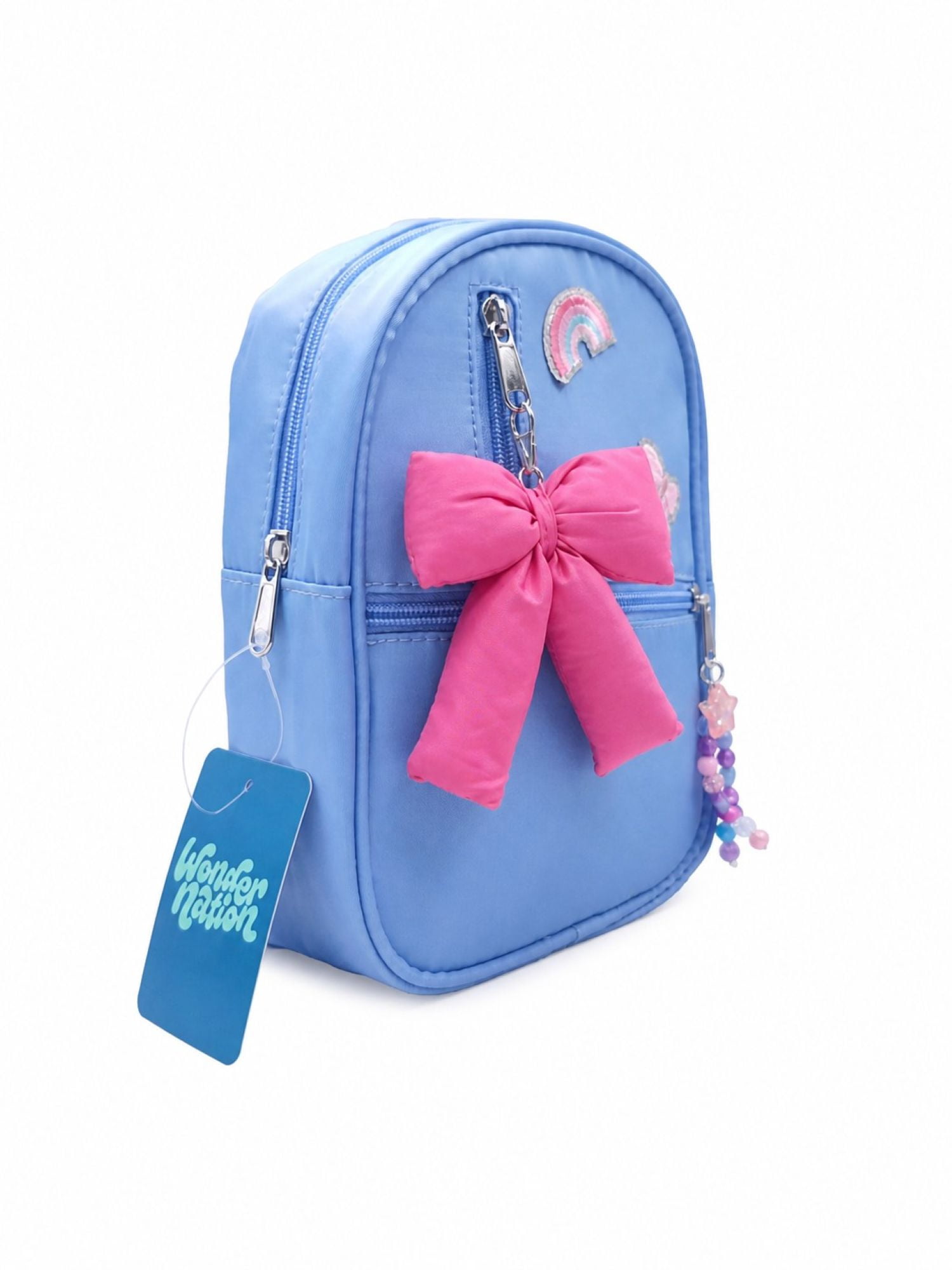 Wonder Nation Girls Mini Backpack with Keychain, Blue