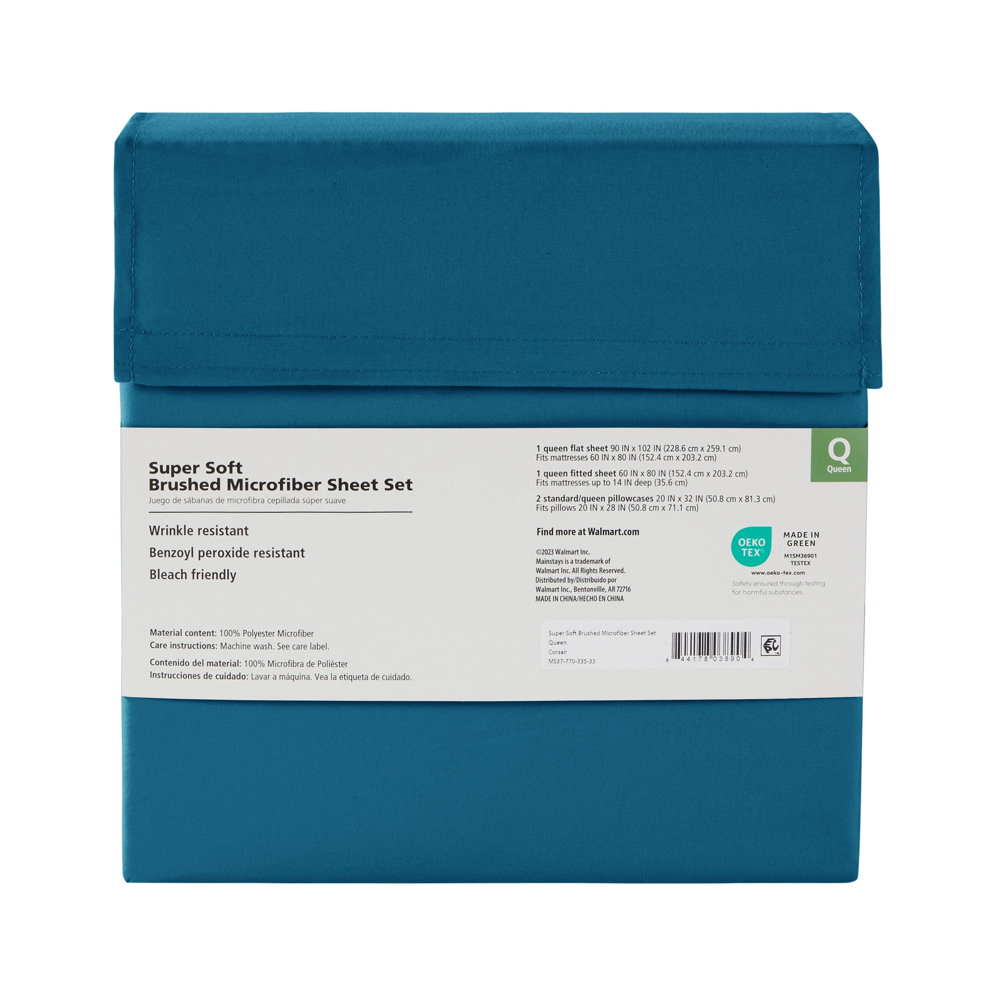 Mainstays Super Soft High Quality Brushed Microfiber Bed Sheet Set, Twin-XL, Dark Teal, 3 Piece
