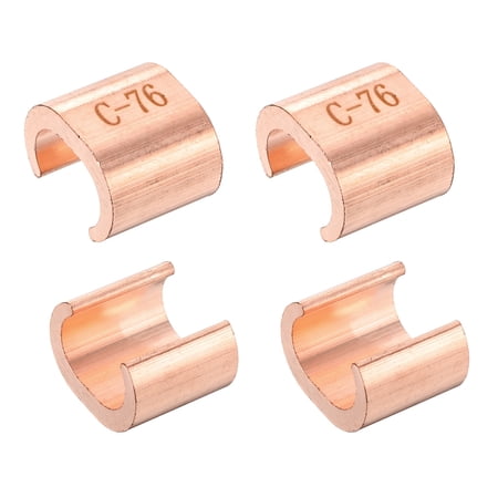 Uxcell 4Pcs Pack Copper C Tap C-76 C Shape Grounding Connector for 60 ~ 76mm / 2.36 ~ 2.99 Inch Wire Rope and Electric Wires End Assortment