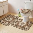 thumbnail image 2 of Brown Boho Bath Mat 3 Piece Bathroom Rug Set, Retro Western Rustic Ethnic Tribal Patterns Non Slip Bath Rug Contour Mat and Toilet Lid Cover, Absorbent Shower Mats Soft Bath Rugs and Mats Sets, 2 of 8