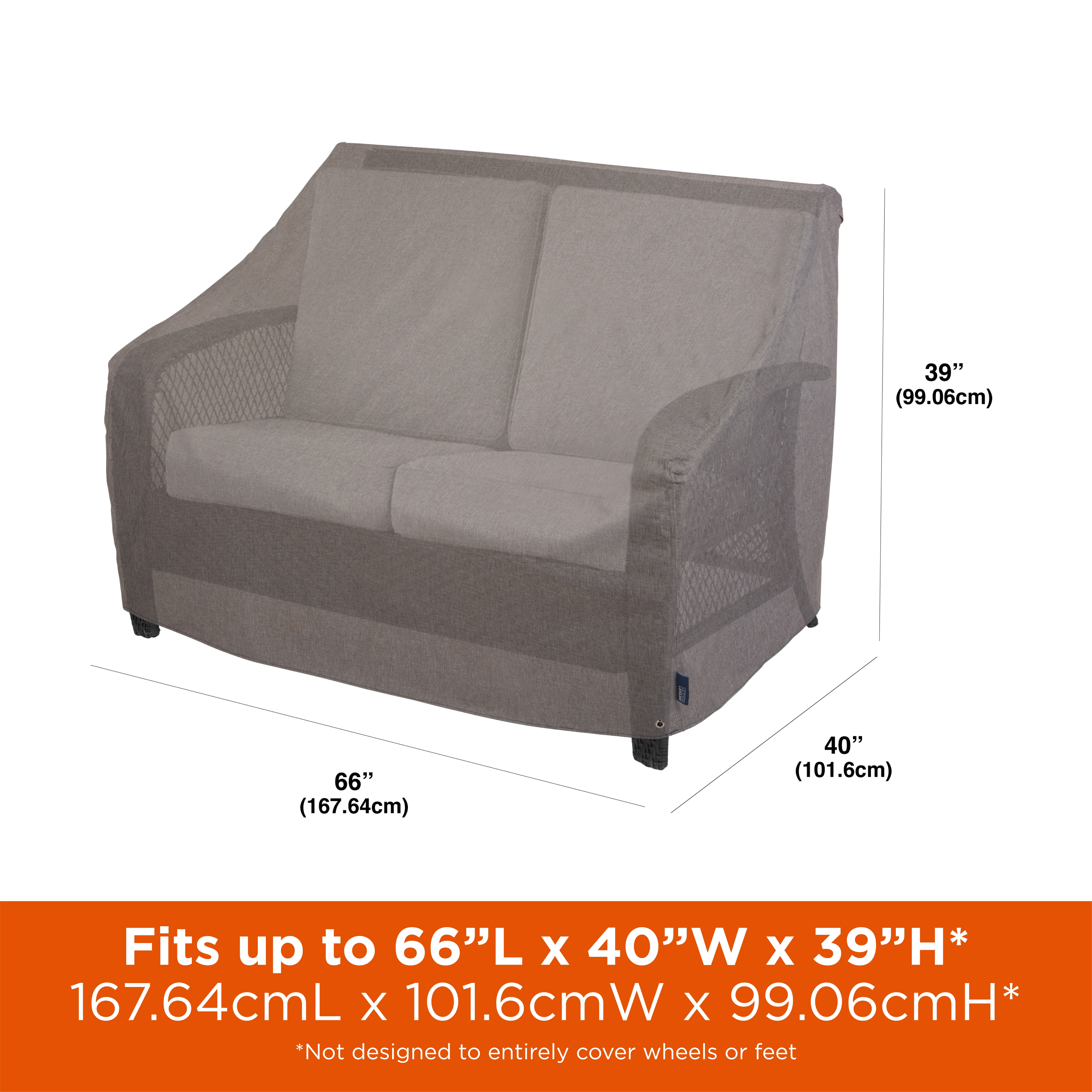 Modern Leisure Garrison Waterproof Patio Loveseat Cover, 66"L x 40"W x 39"H, Gray