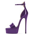 thumbnail image 2 of YDN Women's Elegant Open Toe Platform Sandals Strap Buckles Sky High Heels Stilettos Shoes for Summer Holiday Party Size 5 Purple, 2 of 4