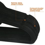 ZenSports 100 Pack Black Velvet Clothes Adult Hanger Non-Slip 360 Swivel