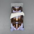 thumbnail image 2 of Ambesonne Landscape Bedding Set 4 Pcs, Snowy Winter Park Lake, Queen, Brown and White, 2 of 3