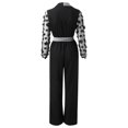 thumbnail image 3 of Aayomet Women'S Jumpsuits Women's Lapel Deep V Lace Stitching Bell Bottoms Jumpsuit,Black XL, 3 of 4