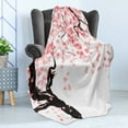 thumbnail image 4 of Floral Soft Flannel Fleece Blanket, Dogwood Tree Blossom in Watercolor Painting Effect Spring Season Theme Pinkish Tones, Cozy Plush for Indoor and Outdoor Use, 50" x 60", Black Pink, by Ambesonne, 4 of 5