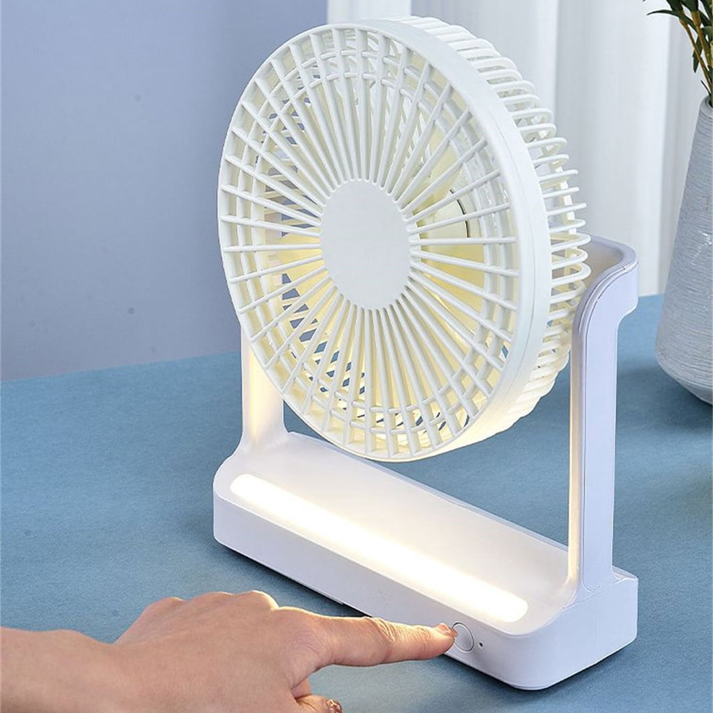 USB Rechargeable Portable Electric Fan Air Cooler with Light Desktop Ventilator