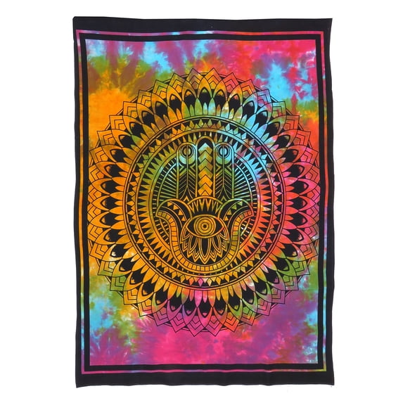 Multicolor Hippie Hamsa Poster Printed Multi-Styles Boho Indian Tie Dye Tapestry Wall Hanging Hippie Animal Printed Cotton Poster Wall Decor