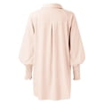 thumbnail image 3 of Alun Womens Smocked Striped Boyfriend Shirts Casual Collar Long Sleeve Oversized Button down Blouse Tops with Pocket Shirred 2026 Spring Summer Leisure Outfits Beige XL, 3 of 4