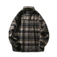 thumbnail image 2 of Makaor Shacket for Mens Fleece Collared Jacket Plaid Big and Tall Button Long Sleeve Coat Soft Fall Winter Outerwear, 2 of 6