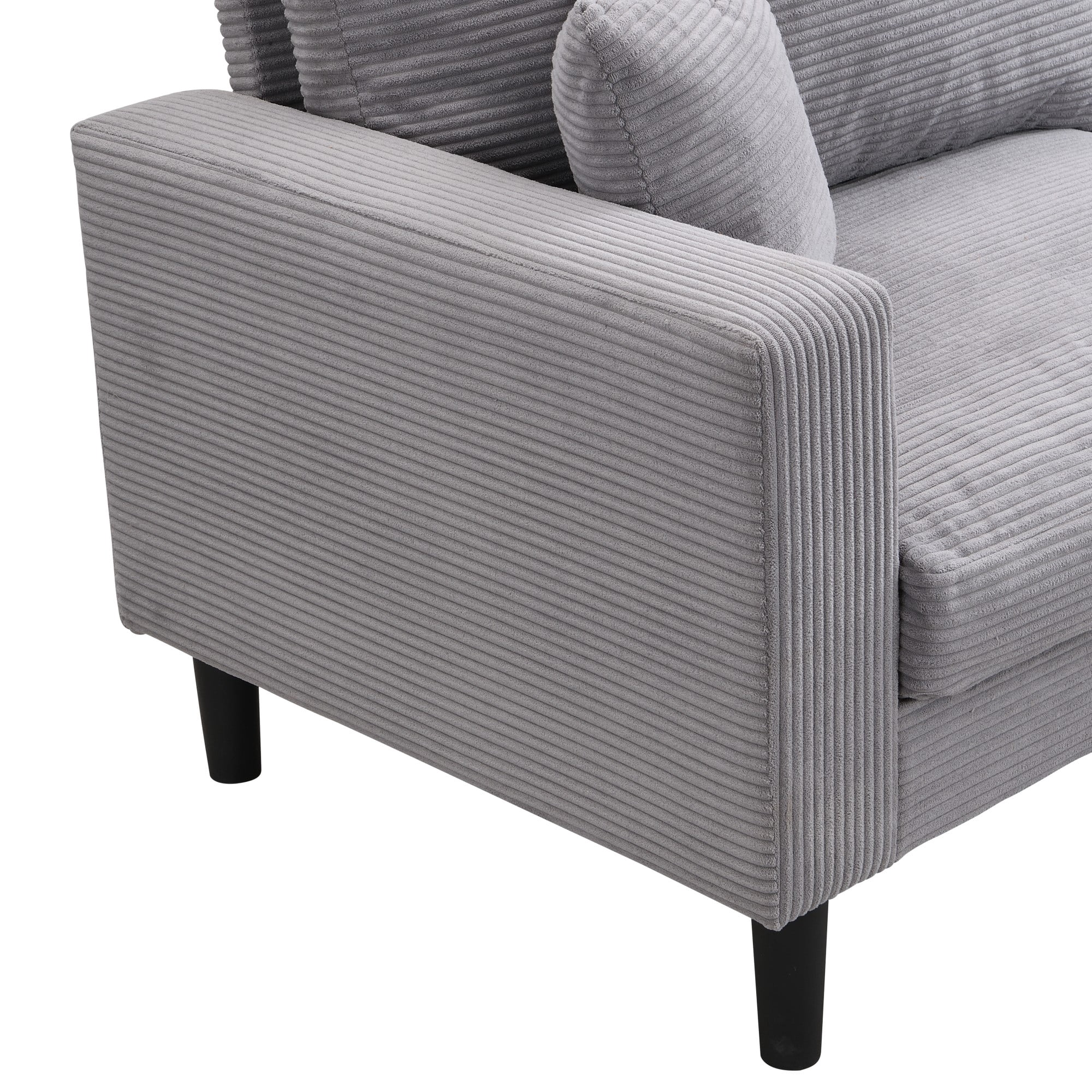74" Modern Upholstered Sofa Couch,Comfy 3 Seater Sofa with 2 Pillows for Living Room Bedroom Apartment,Light Gray