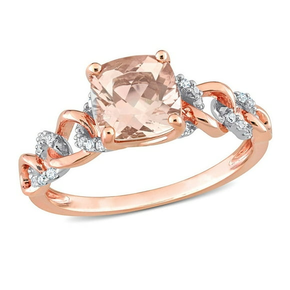 1 5/8 Carat (ctw) Morganite and Diamond Ring in 10K Rose Pink Gold