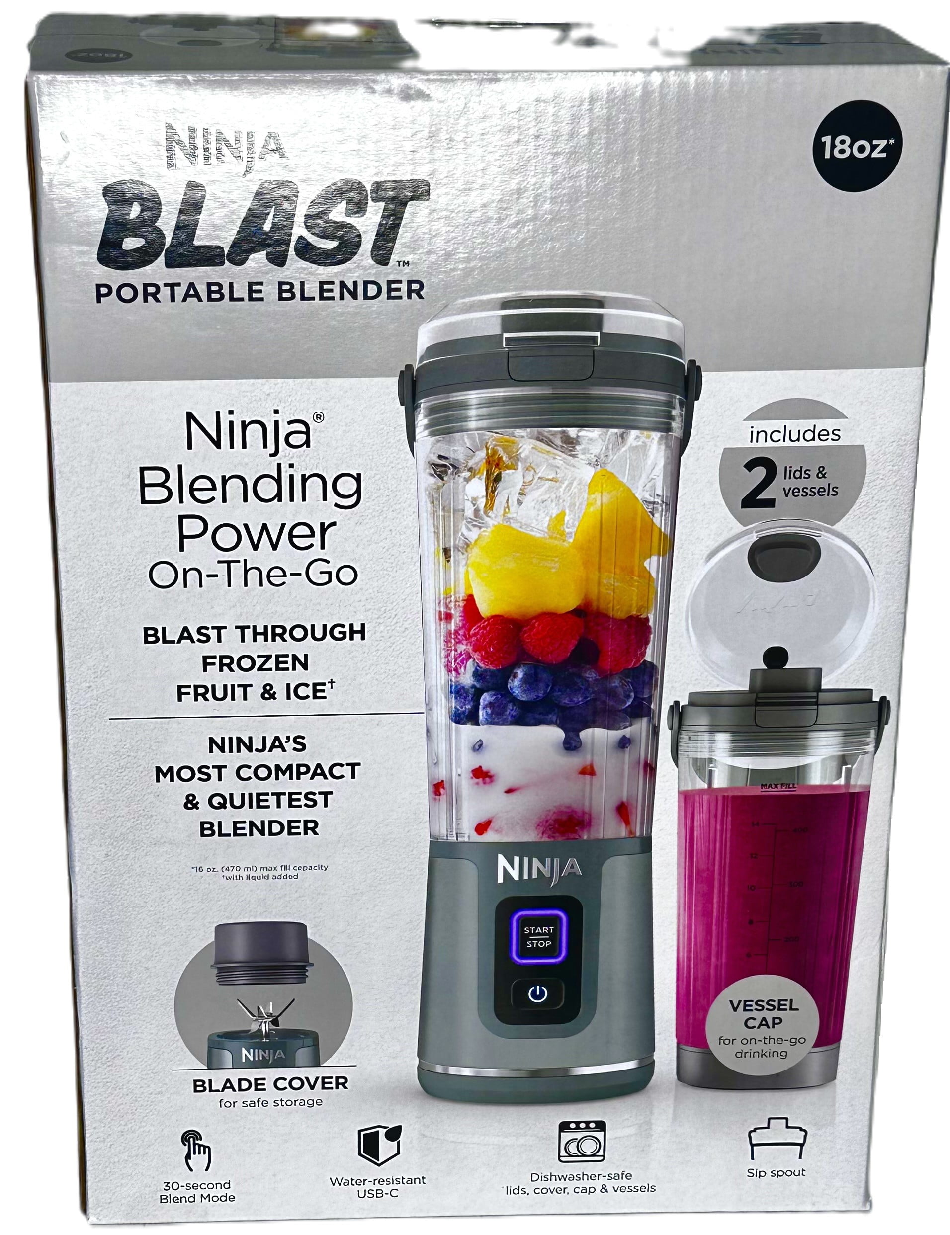 Ninja BLAST 2つのボトル付き Portable Blender Ninja Blast 18oz. Two LIDS AND VESSELS