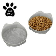 Cat Dishes – Set of 2 Cat-Shaped Shallow Melamine Resin Saucers – 8 Fl. Oz. by Petmaker