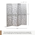 thumbnail image 6 of Roundhill Furniture Giyano Rice Paper/Wood 4-Panel Screen Room Divider in Sliver, 6 of 6