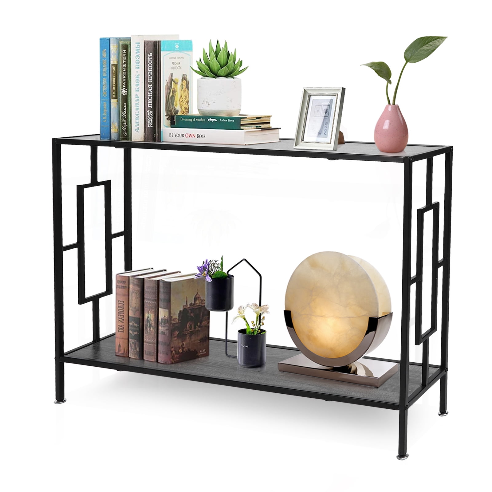 Dioche Console Table Iron Frame 2‑Tier Console Table for Home Living