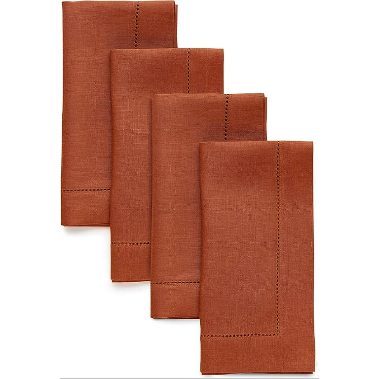 100% Pure Linen Hemstitch Dinner Napkins