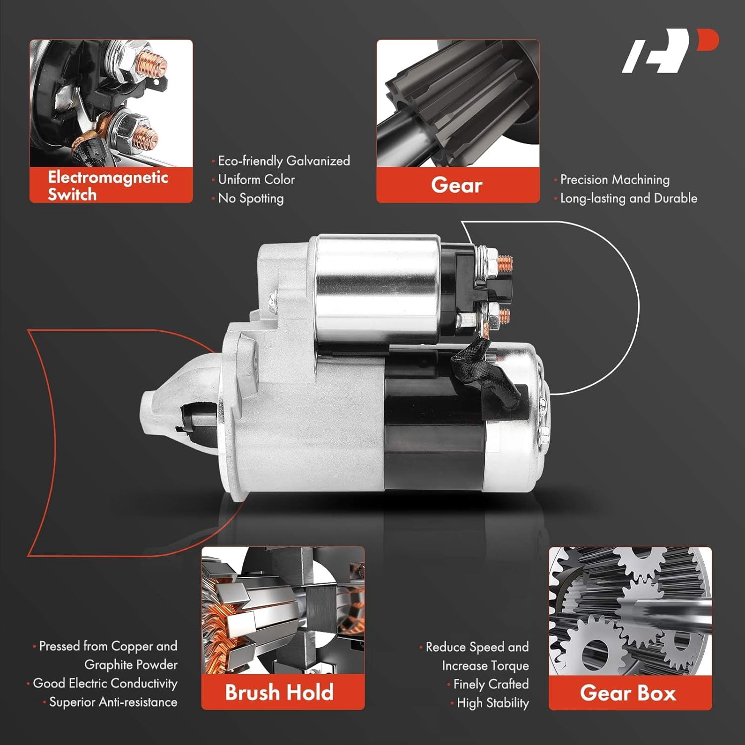 A-Premium Starter Motor Compatible with Hyundai Elantra 07-12, Tiburon 07-08 & Kia Soul 10-11, Sportage 07-10, Spectra 07-09, Spectra5 07-09, 2.0L, 12V 1.2KW 8 Teeth Clockwise, Automatic Transmission