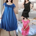 thumbnail image 3 of ZPAQI Womens Summer Lace Ice Silk Nightdress Short Sleeve Loose Plus Size Nightgown XL, 3 of 19